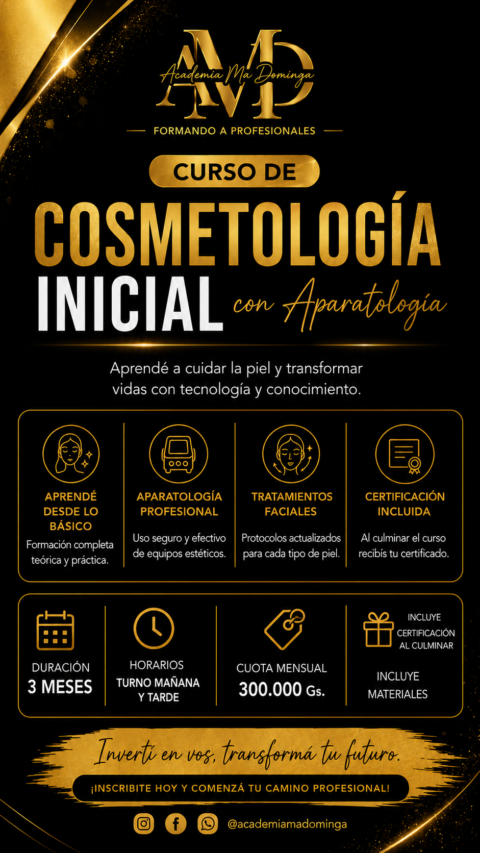 Curso de cosmetologia inicial con aparotologia